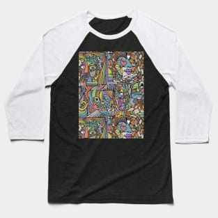 Cubist  Style Faces In Cottage Core Colors Baseball T-Shirt